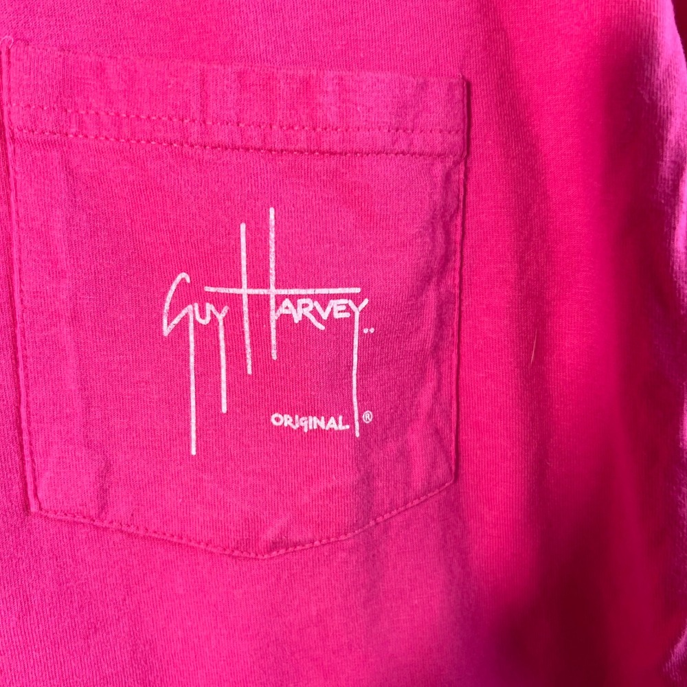 Guy Harvey Mens Pink Fishing Graphic Pocket T-Shirt West Florida Map Size L - Picture 6 of 8